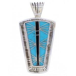 Turquoise Jet Inlay Southwest Pendant MW75159