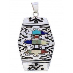 Multicolor Southwest Inlay Sterling Silver Jewelry Pendant MW75173