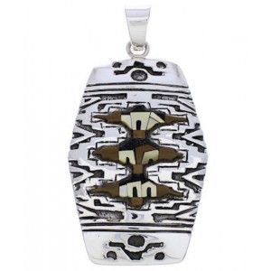 Native American Village Design Multicolor Silver Pendant MW75184