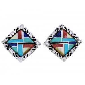 Multicolor And Sterling Silver Post Earrings GS75041