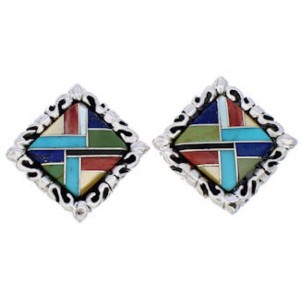 Multicolor Sterling Silver Southwest Post Earrings GS75045