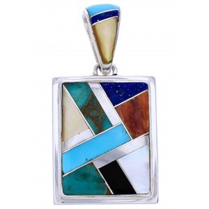 Southwestern Multicolor Sterling Silver Reversible Pendant MW74993