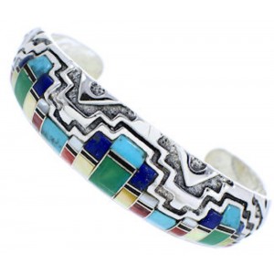 Multicolor Inlay Silver Jewelry Southwestern Cuff Bracelet MX27181