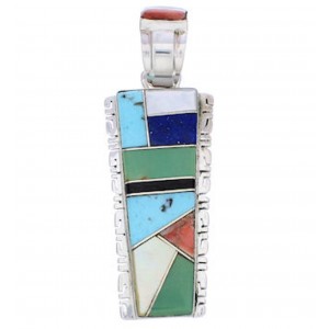 Sterling Silver Southwest Multicolor Inlay Pendant FX30919