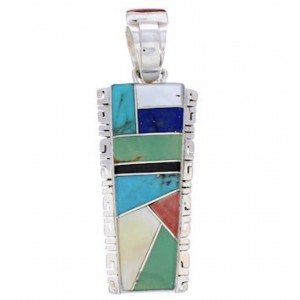 Silver Southwest Multicolor Inlay Pendant FX30920