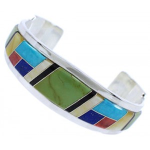 Southwest Multicolor Sterling Silver Cuff Bracelet Jewelry EX27766