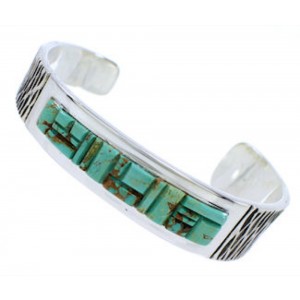 Sterling Silver Turquoise Inlay Southwest Cuff Bracelet EX27794