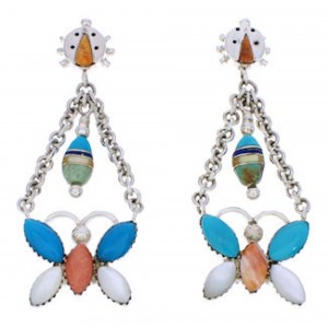Butterfly Ladybug Multicolor Silver Jewelry Earrings MW76054