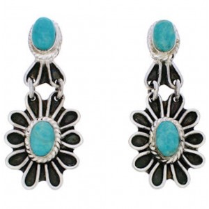 Southwest Silver Turquoise Flower Jewelry Earrings MW75962