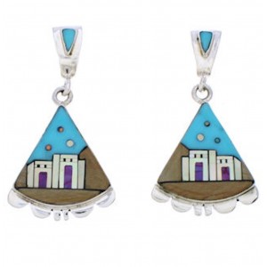 Native American Village or Pueblo Design Multicolor Earrings MW75830