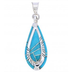 Turquoise Inlay Sterling Silver Pendant EX29018