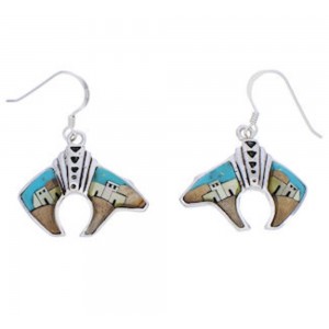 Multicolor Silver Bear Native American Village Design Earrings PX29818