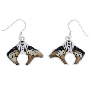 Silver Bear Native American Design Multicolor Earrings PX29819