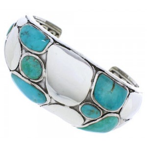 Silver Turquoise Inlay Jewelry Southwest Cuff Bracelet MX27082