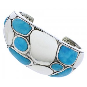 Silver Southwestern Jewelry Turquoise Inlay Cuff Bracelet MX27097