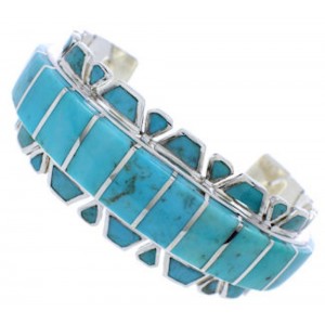 Turquoise Inlay Genuine Sterling Silver Jewelry Cuff Bracelet EX27718