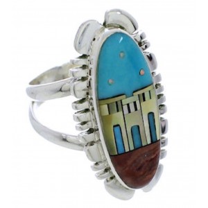 Genuine Multicolor Native American Design Ring Size 4-3/4 UX38869