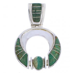 Turquoise Inlay Sterling Silver Southwest Pendant EX28462