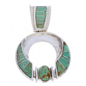 Southwest Turquoise Inlay Sterling Silver Jewelry Pendant EX28470