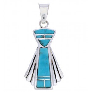 Turquoise Inlay Genuine Sterling Silver Slide Pendant EX28528