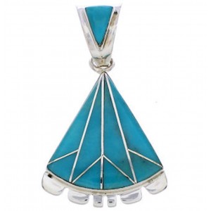 Southwest Turquoise And Sterling Silver Slide Pendant EX28550