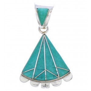 Turquoise Inlay Sterling Silver Southwest Slide Pendant EX28555