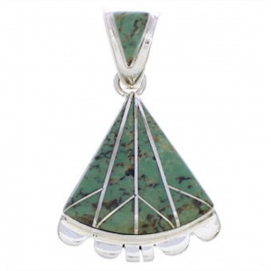 Genuine Sterling Silver And Turquoise Inlay Pendant EX28562