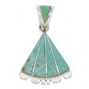 Southwest Turquoise Inlay Sterling Silver Slide Pendant EX28567