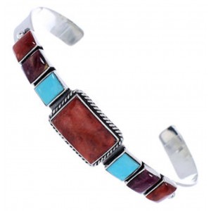 Southwest Multicolor Sterling Silver Cuff Bracelet FX27643