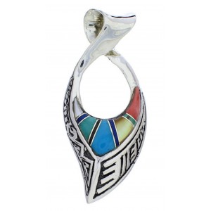 Silver Reversible Multicolor Southwestern Jewelry Pendant PX30214