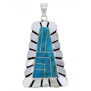 Turquoise Inlay Genuine Sterling Silver Jewelry Pendant PX30388
