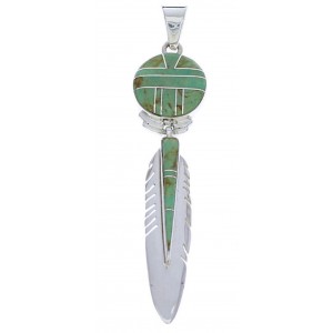 Genuine Sterling Silver Turquoise Feather Slide Pendant EX28585