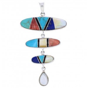 Turquoise and Sterling Silver Multicolor Southwestern Pendant PX23951