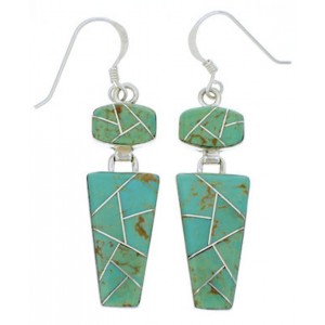 Turquoise Inlay Southwestern Jewelry Hook Dangle Earrings EX29525