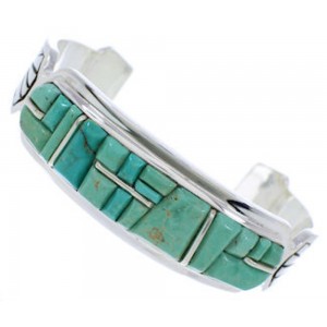 Genuine Sterling Silver Turquoise Inlay Jewelry Cuff Bracelet MX27330