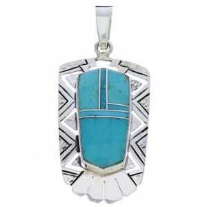 Sterling Silver Turquoise Inlay Pendant Jewelry PX30157