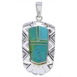 Silver Jewelry Turquoise Inlay Southwest Pendant PX30165