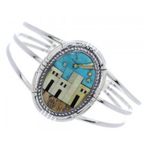 Multicolor Native American Village Design Cuff Bracelet MX27464