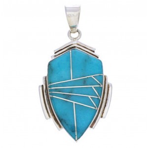 Southwest Sterling Silver Turquoise Inlay Pendant EX29641