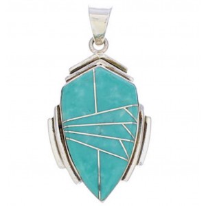 Sterling Silver And Turquoise Inlay Pendant Jewelry EX29642