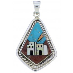 Sterling Silver Multicolor Native American Design Pendant PX29743