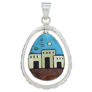 Native American Design Silver Multicolor Pendant Jewelry PX29766