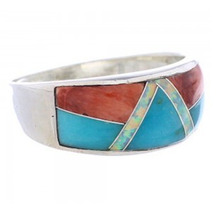 WhiteRock Multicolor Inlay Sterling Silver Size 8-1/2 PX38492