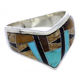 Multicolor Tiger Eye Sterling Silver Jewelry Ring Size 7-3/4 RS42133