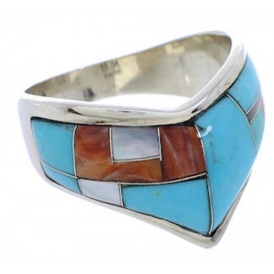 Silver Turquoise Multicolor Ring Size 6-1/4 JX37913