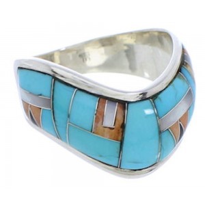 Sterling Silver Southwest Inlay Multicolor Ring Size 6-1/2 JX37812