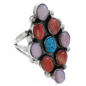 Multicolor Pink Agate Genuine Sterling Silver Ring Size 5-3/4 AS35734