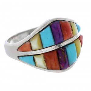 Silver Multicolor Jewelry Southwest Ring Size 7-1/2 GS56618