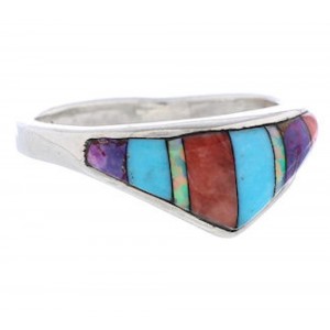 Sterling Silver Multicolor Inlay Southwest Ring Size 8-1/2 UX36470