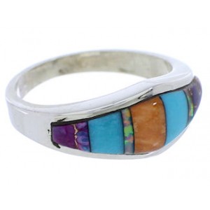 Multicolor And Genuine Sterling Silver Ring Size 6-3/4 EX51015
